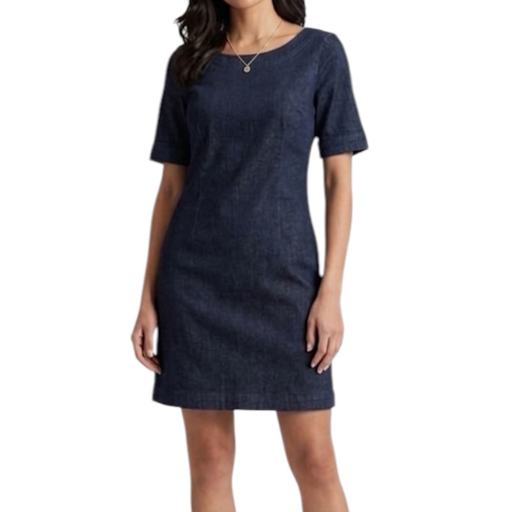 BODEN Freya Sheath Dress sz 6 Blue Denim Short Sleeve